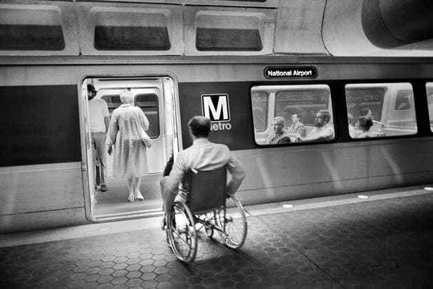 Subway facilities for persons with disabilities, Washington, D.C., USA, Thomas J. O Halloran, U.S. News & World Report Magazine Photograph Collection, August 5, 1977 Subway facilities for persons with disabilities, Washington, D.C., USA, Thomas J. O Halloran, U.S. News & World Report Magazine Photograph Collection, August 5, 1977. Copyright: 1010_45_ghi-circa12259
