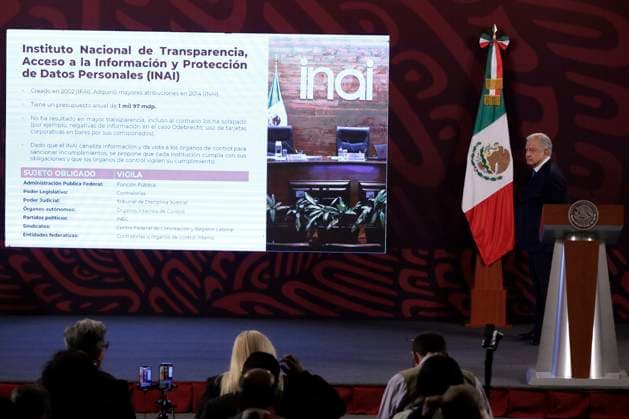February 27, 2024, Mexico City, Mexico: Mexico s President Andres Manuel Lopez Obrador gesticulates while speak during his briefing conference at the National Palace. on February 27, 2024 in Mexico City, Mexico Mexico City Mexico - ZUMAe321 20240227_zia_e321_014 Copyright: xLuisxBarronx