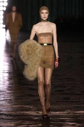 PFW - Saint Laurent Runway A model walks the runway ring the Saint Laurent Womenswear Fall Winter 2024-2025 show as part of Paris Fashion Week on February 27, 2024 in Paris, France. Photo by Jerome DominÃ ABACAPRESS.COM  Copyright: xDominexJerome ABACAx