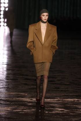 PFW - Saint Laurent Runway A model walks the runway ring the Saint Laurent Womenswear Fall Winter 2024-2025 show as part of Paris Fashion Week on February 27, 2024 in Paris, France. Photo by Jerome DominÃ ABACAPRESS.COM  Copyright: xDominexJerome ABACAx