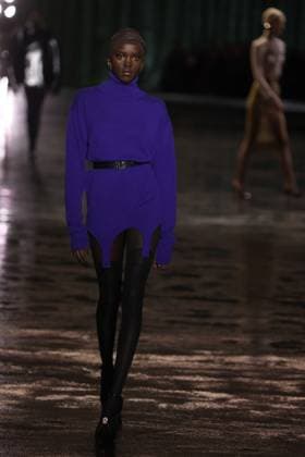 PFW - Saint Laurent Runway A model walks the runway ring the Saint Laurent Womenswear Fall Winter 2024-2025 show as part of Paris Fashion Week on February 27, 2024 in Paris, France. Photo by Jerome DominÃ ABACAPRESS.COM  Copyright: xDominexJerome ABACAx