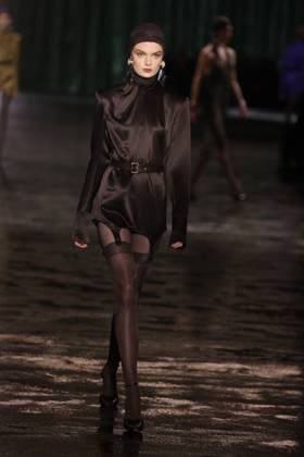 PFW - Saint Laurent Runway A model walks the runway ring the Saint Laurent Womenswear Fall Winter 2024-2025 show as part of Paris Fashion Week on February 27, 2024 in Paris, France. Photo by Jerome DominÃ ABACAPRESS.COM  Copyright: xDominexJerome ABACAx
