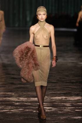 PFW - Saint Laurent Runway A model walks the runway ring the Saint Laurent Womenswear Fall Winter 2024-2025 show as part of Paris Fashion Week on February 27, 2024 in Paris, France. Photo by Jerome DominÃ ABACAPRESS.COM  Copyright: xDominexJerome ABACAx