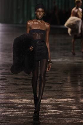 PFW - Saint Laurent Runway A model walks the runway ring the Saint Laurent Womenswear Fall Winter 2024-2025 show as part of Paris Fashion Week on February 27, 2024 in Paris, France. Photo by Jerome DominÃ ABACAPRESS.COM  Copyright: xDominexJerome ABACAx