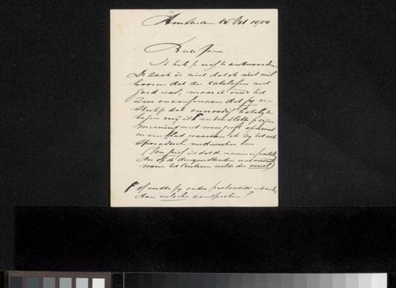 RECORD DATE NOT STATED Letter to Jan Veth, Cornelis Gerardus t Hooft, 1900 letter Amsterdam paper. ink writing (processes) pen criticizing and discussing art, art criticism Copyright: xpiemagsx rknbpie221223-42930 !ACHTUNG AUFNAHMEDATUM GESCHÄTZT!