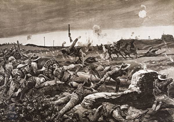 Illustrated London News record of Transvall War 1899-1900. The chievements of the home and colonial forces in the great conflict with the Boer Republics. Spencer Wilkinson record. Mafeking. On the morning the relief force arrived. Commandant Eloff,after capturing the fort within the British lines was surrounded and taken prisoner by the Mafeking garrison. Copyright: DesignxPicsx xJohnxShort 902_05_12451709HighRes