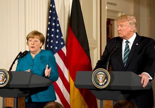 United States President Donald J. Trump and Chancellor Angela Merkel of Germany conduct a joint press conference in the East Room of the White House in Washington, DC on Friday, March 17, 2017. Credit: Ron Sachs CNPUnited States President Donald J. Trump and Chancellor Angela Merkel of Germany conduct a joint press conference in the East Room of the White House in Washington, DC on Friday, March 17, 2017. Credit: Ron Sachs CNP EDITORIAL USE ONLY Copyright: xx x cnpphotos068896