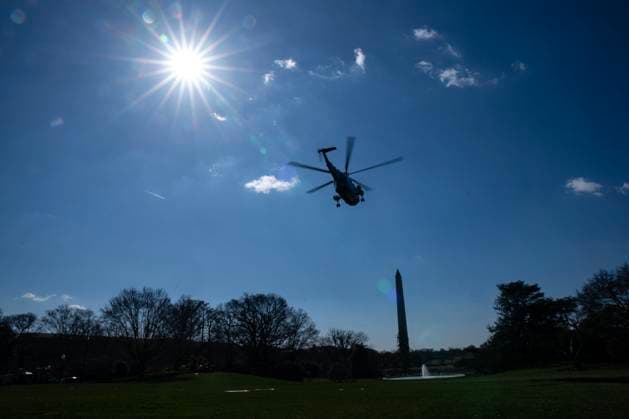 February 29, 2024, Washington, District Of Columbia, USA: Marine One, with United States President Joe Biden aboard, departs The White House in Washington, DC, US, on Thursday, February 29, 2024. Biden plans to visit Brownsville, Texas, where he will press lawmakers to pass a bipartisan Senate border security deal that was rejected by Republicans at Trump™s urging and meet with US Border Patrol agents, law enforcement and local leaders Washington USA - ZUMAs152 20240229_faa_s152_043 Copyright: xLeighxVogelx-xPoolxviaxCNPx