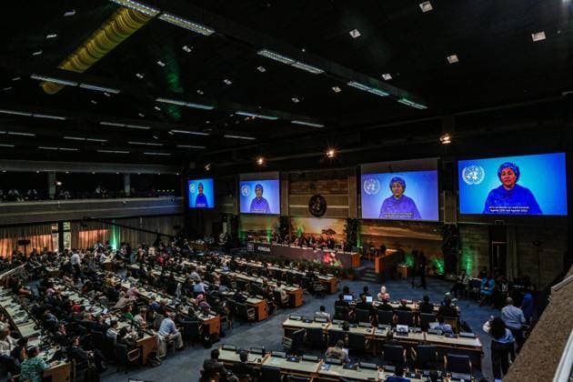 Bilder des Jahres 2024, News 03 März News Themen der Woche KW09 News Bilder des Tages March 1, 2024, Nairobi, Nairobi, Kenya: UN Deputy Secretary-General AMINA J. MOHAMMED, speaks remotely at the closing of the the 6th UN Environmental Assembly of 2024 commenced. This yearÃ¢â‚¬â ¢s assembly agreed on 15 resolutions, 2 decisions and a ministerial declaration..It is considered one of the most advantageous UNEA in years bringing together nations during pressing and challenging times not only for humanity but for the environment. Nairobi Kenya - ZUMAo116 20240301_znp_o116_010 Copyright: xBiancaxOterox