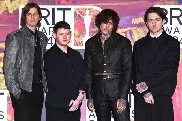 Matt Kean, Lee Malia, Oliver Sykes und Matt Nicholls von Bring Me the Horizon bei der Verleihung der 44. BRIT Awards 2023 in der O2 Arena. London, 02.03.2024