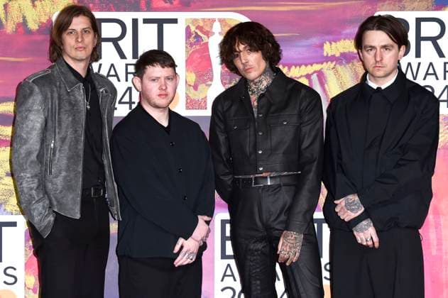 Matt Kean, Lee Malia, Oliver Sykes und Matt Nicholls von Bring Me the Horizon bei der Verleihung der 44. BRIT Awards 2023 in der O2 Arena. London, 02.03.2024