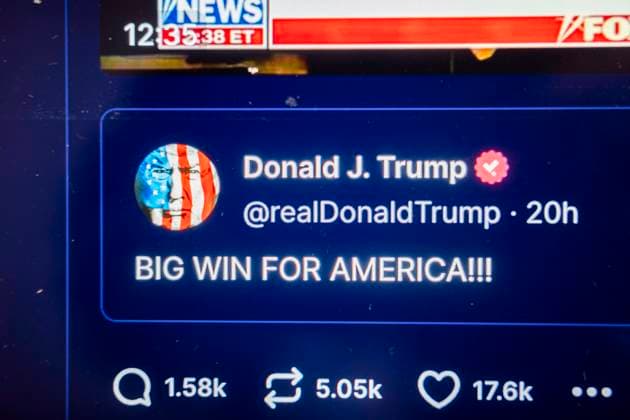 March 5, 2024, Washington Dc, United States of America: Former U.S. President Donald Trump reacts on his social media platform Truth Social to the US Supreme Court ruling overturning the Colorado decision to remove Trump from the Ballot line due to his involvement inciting the January 6th insurrection attack on the US Capitol Building. Washington Dc United States of America - ZUMAb177 20240305_aap_b177_006 Copyright: xTaidghxBarronx