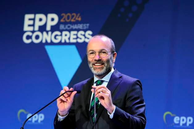 (240307) -- BUCHAREST, March 7, 2024 -- The European People s Party (EPP) President Manfred Weber speaks at a news conference ahead of the opening of the EPP Congress in Bucharest, Romania, March 6, 2024. The EPP, the European Parliament s main center-right grouping, has proposed major changes to the European Union s asylum system, including the possibility of deporting asylum seekers to safe third countries. (Photo by Xinhua) ROMANIA-BUCHAREST-EUROPEAN PEOPLE S PARTY CONGRESS CristianxCristel 