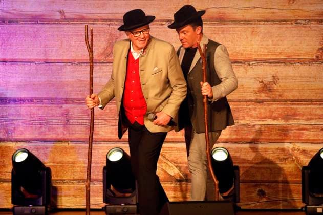 Michael Hartl und Stefan Mross beim Konzert Könige der Volksmusik - Die Abschiedstour von Marianne & Michael in der Stadthalle. Zerbst, 07.03.2024