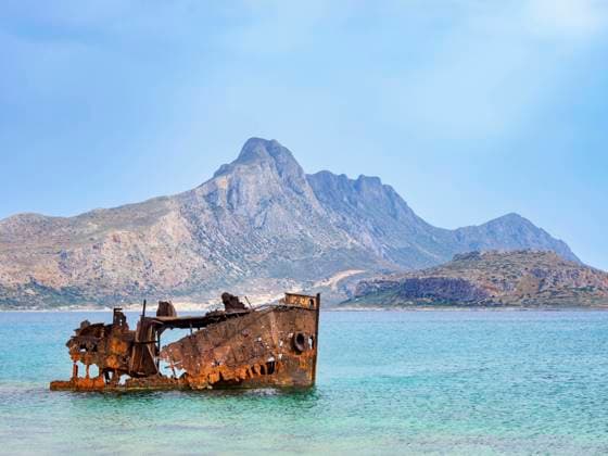 Shipwreck off the coast of Imeri Gramvousa, Chania Region, Crete, Greek Islands, Greece, Europe Copyright: KarolxKozlowski 1245-2786