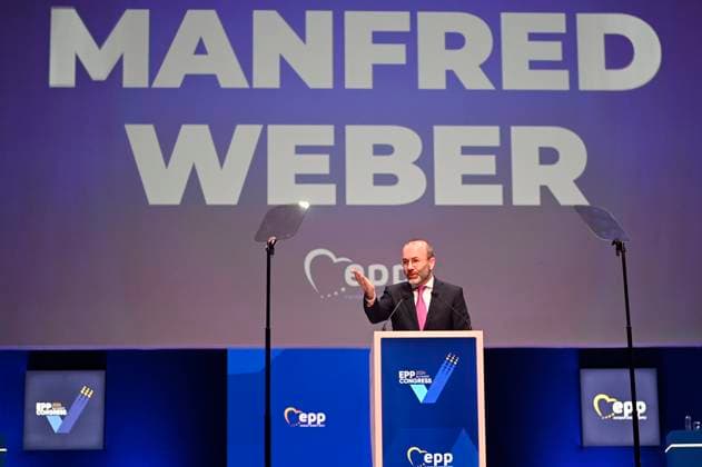 Romania EPP Congres Germany Manfred Weber, head of the group of the European People Party addresses the EPP Congress in Bucharest, Romania, Thursday, March 7, 2024. Alex Nicodim Imago Images Copyright: xAlexxNicodimx