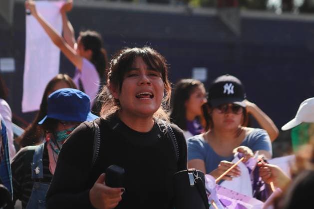 March 8, 2024 in Mexico City, Mexico: A woman reacts while take part during the closing Zaragoza Avenue within the framework of International Women s Day. on March 8, 2024. in Mexico City, Mexico. Mexico City Mexico - ZUMAe321 20240308_zia_e321_013 Copyright: xCarlosxSantiagox