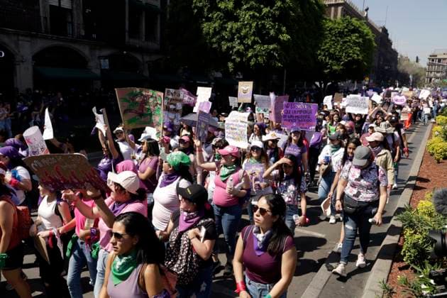 March 8, 2024, Mexico City, Mexico: Women take part during International Women s Day demonstration to protest agains femicides. hundreds of women join protests around the world to commemorate International Women Day. on March 8, 2024 in Mexico City, Mexico Mexico City Mexico - ZUMAe321 20240308_zia_e321_053 Copyright: xLuisxBarronx