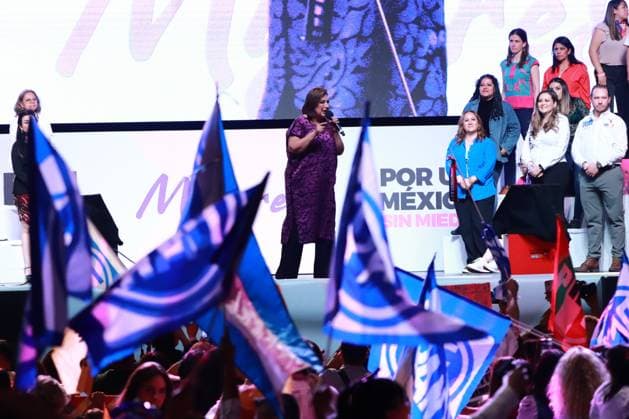 March 10, 2024 in Mexico City, Mexico: The Candidate for the Presidency of Mexico for the Fuerza y Corazon coalition Xochitl Galvez, speaks during the meeting, Women for a Mexico Without Fear within the framework of International Women s Day as part of her campaign towards the presidency, at Pepsi Center. on March 10, 2024. In Mexico City, Mexico. Mexico City Mexico - ZUMAe321 20240310_zia_e321_002 Copyright: xCarlosxSantiagox