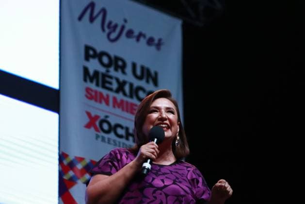 March 10, 2024 in Mexico City, Mexico: The Candidate for the Presidency of Mexico for the Fuerza y Corazon coalition Xochitl Galvez, speaks during the meeting, Women for a Mexico Without Fear within the framework of International Women s Day as part of her campaign towards the presidency, at Pepsi Center. on March 10, 2024. In Mexico City, Mexico. Mexico City Mexico - ZUMAe321 20240310_zia_e321_007 Copyright: xCarlosxSantiagox