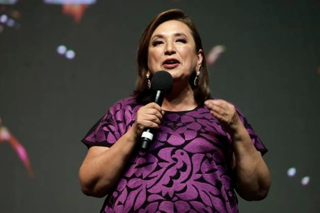 March 10, 2024, Mexico City, Mexico: Candidate to Mexico s Presidency, for the Fuerza y Corazon por Mexico coalition, Xochitl Galvez Ruiz, speaks during the Women for a Mexico Without Fear meeting, on the occasion of the commemoration of International Women s Day as part of her campaign at the Pepsi Center. on March 10, 2024 in Mexico City, Mexico Mexico City Mexico - ZUMAe321 20240310_zia_e321_032 Copyright: xLuisxBarronx