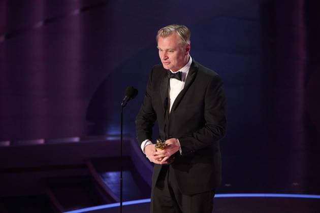 Christopher Nolan accepts the OscarÂ® for Directing during the live ABC telecast of the 96th OscarsÂ® at the DolbyÂ® Theatre at Ovation Hollywood on Sunday, March 10, 2024.  Copyright: xx 34653-828PLX