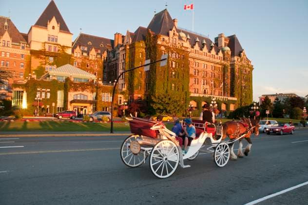 The grand old Empress Hotel in Victoria BC is landmark on the Inner Harbour.  Copyright: x xAllxCanadaxPhotosx 1990-12316431