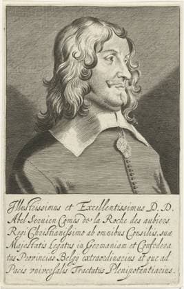 RECORD DATE NOT STATED Portrait of Abel de Serbien, Graaf de la Roche, Pieter Holsteyn (II), in or after 1648 - 1664 print Bust to the right of Abel de Serbien, Graaf de la Roche. Six lines in Latin under the portrait. Print from a series of portraits of ambassadors involved in the peace treaty of Munster. Northern Netherlands paper engraving Copyright: xpiemagsx rknbpie14012024-22339 !ACHTUNG AUFNAHMEDATUM GESCHÄTZT!