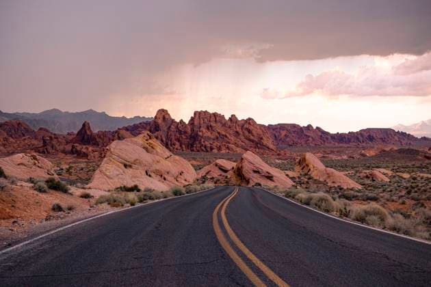 A majestic road crossing the beautiful Valley of Fire, Nevada, United States of America, North America Copyright: carloxalbertoxconti 1369-146