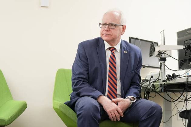 March 13, 2024, St. Paul, MN, United States: Minnesota Gov. Tim Walz sits down for one in a series of interviews with reporters at the State Capitol to talk about IVF and other issues Wednesday, March 13, 2024, St. Paul, Minnesota. St. Paul United States - ZUMAm67_ 20240313_zaf_m67_011 Copyright: xGlenxStubbex