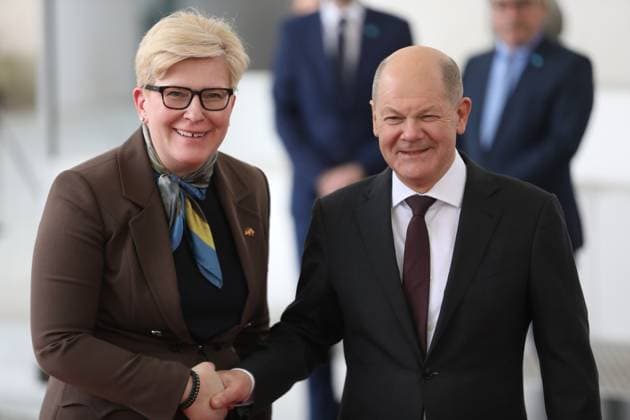 News Themen der Woche KW11 News Bilder des Tages Berlin, Deutschland, 14.03.2024: Bundeskanzleramt: Empfang der Premierministerin Litauens durch den deutschen Bundeskanzler: Ingrida Simonyte und Olaf Scholz *** Berlin, Germany, 14 03 2024 Federal Chancellery Reception of the Prime Minister of Lithuania by the German Chancellor Ingrida Simonyte and Olaf Scholz Copyright: xdtsxNachrichtenagenturx dts_32613