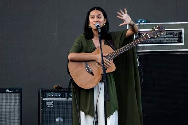 March 16, 2024, Mexico City, Ciudad de Mexico, Mexico: March 16, 2024, Mexico City, Mexico: Singer Laura Itandehui, performs during a free concert as part of the Time for Women: Festival for equality at the Mexico City Zocalo. on March 16, 2024 in Mexico City, Mexico Mexico City Mexico - ZUMAe321 20240316_zea_e321_025 Copyright: xLuisxBarronx xEyepixxGroupx