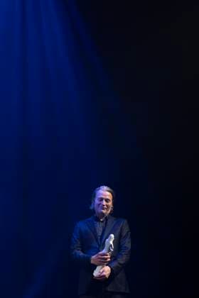 Actor Mads Mikkelsen wins a Bodil for best male lead in the film The Promised Land(Bastarden).. Bodil Award 2024 at the Folketeatret in Copenhagen on Saturday, March 16, 2024.. (Photo: Claus Bech Ritzau Scanpix) , Copenhagen Denmark