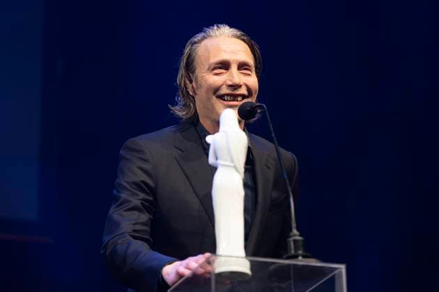 Actor Mads Mikkelsen wins a Bodil for best male lead in the movie The Promised Land(Bastarden).. Bodil Award 2024 at the Folketeatret in Copenhagen on Saturday, March 16, 2024.. (Photo: Claus Bech Ritzau Scanpix) , Copenhagen Denmark