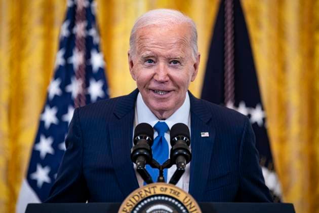 US President Joe Biden speaks during a Women s History Month reception in the East Room of the White House in Washington, DC on Monday, March 18, 2024. The Biden administration is rolling out an executive order to strengthen women s health research standards across federal agencies and prioritize its funding in an effort to close the gap on long-standing disparities.  WAX20240318801 AlxDrago