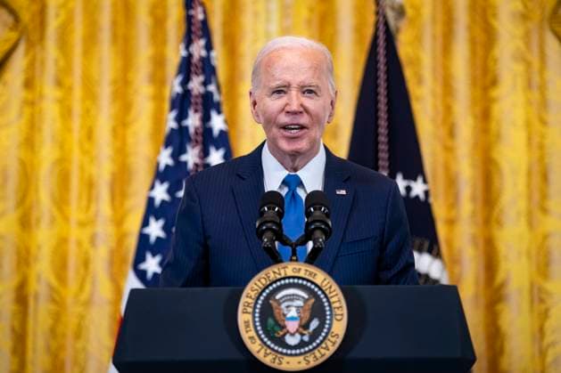 US President Joe Biden speaks during a Women s History Month reception in the East Room of the White House in Washington, DC on Monday, March 18, 2024. The Biden administration is rolling out an executive order to strengthen women s health research standards across federal agencies and prioritize its funding in an effort to close the gap on long-standing disparities.  WAX20240318802 AlxDrago