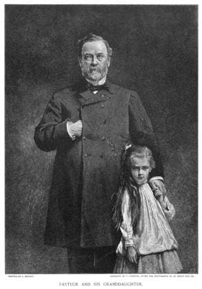 LOUIS PASTEUR (1822-1895). French chemist and microbiologist. With his granddaughter. Wood engraving after the painting, 1886, by Léon Bonnat.  Copyright: xGRANGERx xGRANGERx 0003300