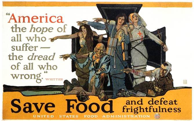 WORLD WAR I: U.S. POSTER. Save Food and Defeat Frightfulness. U.S. Food Administration World War I poster, 1918.  Copyright: xGRANGERx xGRANGERx 0007281