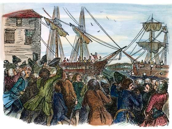 THE BOSTON TEA PARTY, 1773. 16 December 1773. Engraving, 19th century.  Copyright: xSarinxImagesx xGRANGERx 0009739