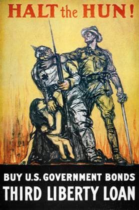 WORLD WAR I: LIBERTY LOAN. Halt the Hun! American World War I Liberty Loan poster.  Copyright: xGRANGERx xGRANGERx 0009797