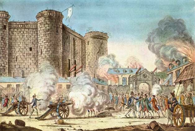 FRENCH REVOLUTION: BASTILLE. Seizure of the Bastille in Paris, 14 July 1789. Contemporary French print.  Copyright: xSarinxImagesx xGRANGERx 0011070