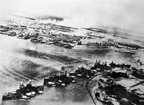 WORLD WAR II: HICKAM FIELD. A Japanese aerial photograph of the attack on Hickam Field by Pearl Harbor, 7 December 1941.  Copyright: xGRANGERx xGRANGERx 0015730