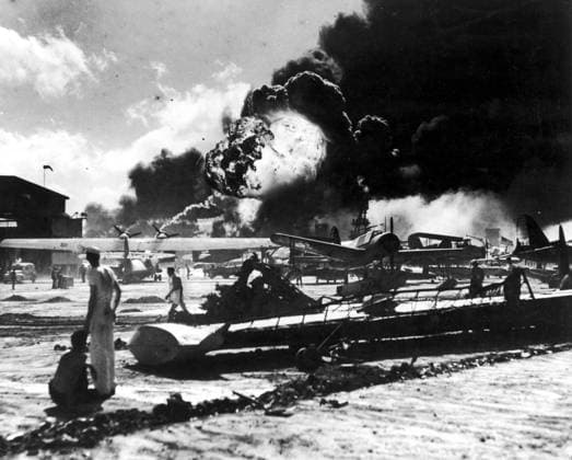 WORLD WAR II: PEARL HARBOR.Wreckage at an air station after the Japanese attack on 7 December 1941.  Copyright: xGRANGERx xGRANGERx 0016621