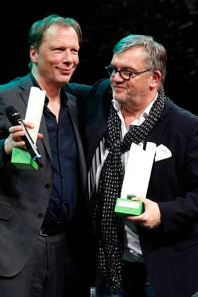 Achim Hagemann und Hape Kerkeling bei der Verleihung des Comedy-Preises Recklinghäuser Hurz im Ruhrfestspielhaus. Recklinghausen, 18.03.2024