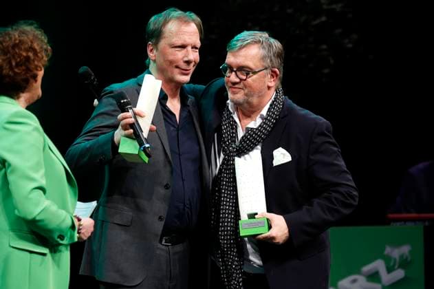 Achim Hagemann und Hape Kerkeling bei der Verleihung des Comedy-Preises Recklinghäuser Hurz im Ruhrfestspielhaus. Recklinghausen, 18.03.2024