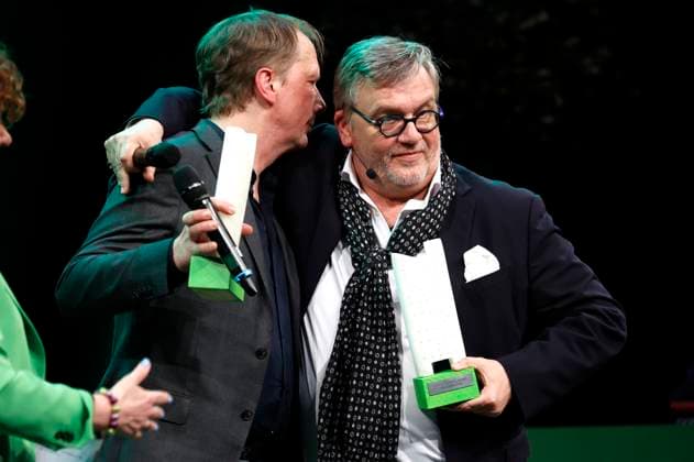 Achim Hagemann und Hape Kerkeling bei der Verleihung des Comedy-Preises Recklinghäuser Hurz im Ruhrfestspielhaus. Recklinghausen, 18.03.2024