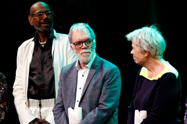 Dennis Legree, Wolfgang Trepper und Gerburg Jahnke bei der Verleihung des Comedy-Preises Recklinghäuser Hurz im Ruhrfestspielhaus. Recklinghausen, 18.03.2024