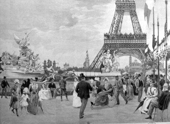 PARIS: EIFFEL TOWER, 1889. A Promenade at the Universal Exposition of 1889. Contemporary French engraving.  Copyright: xGRANGERx xGRANGERx 0021085