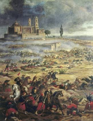 PUEBLA: FRENCH DEFEAT, 1862. Defeat of the French army by the Mexicans at Puebla, 5 May 1862.  Copyright: xGRANGERx xGRANGERx 0022546