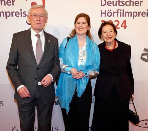 Horst Koehler, Ulrike Koehler, Eva Luise Koehler beim Deutschen Hoerfilmpreis 2024 in der Hauptstadtrepraesentanz der Deutschen Telekom Berlin.